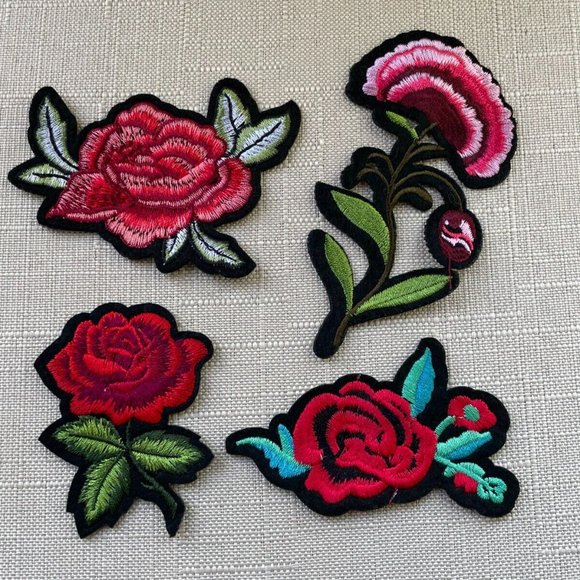 Lot of 4 Patches Embroidery Flower Iron On Patches for Jackets Jeans Craft Art - Picture 9 of 9